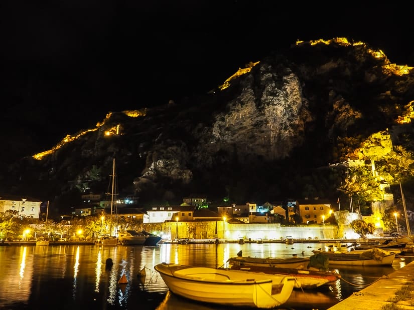 Kotor city walls at night, one of the best things to see in kotor at night