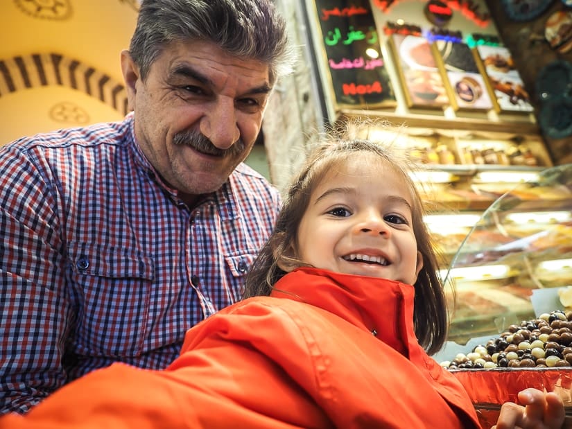 My daughter with a Turkish vendor in the Spice Market, Istanbul