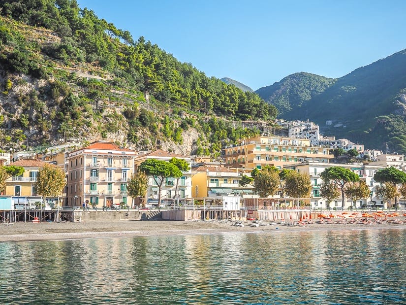 Hotels along the beach in Maiori, Amalfi coast
