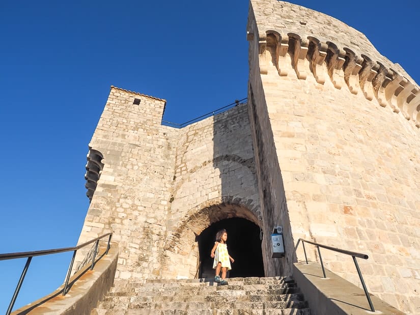 My daughter on the stairs of Minčeta Fort on the Dubrovnik Old City walls walk