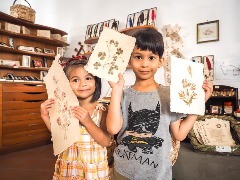 Our kids at the Museum of Paper (Museo Della Carta) in Amalfi