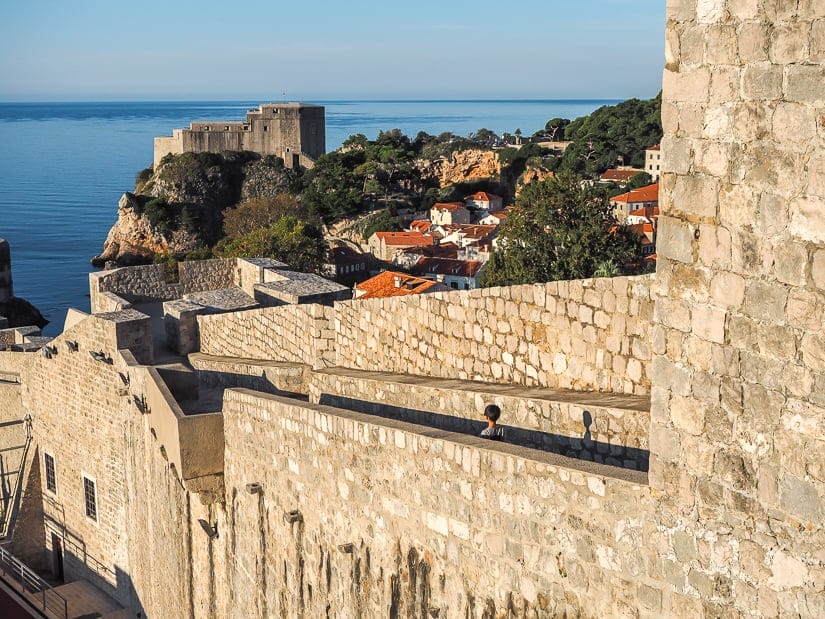 Walking the old city walls of Dubrovnik with children