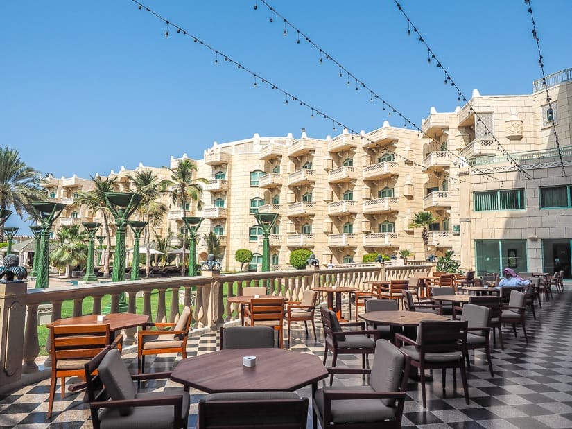 Outdoor patio section of Mokha Cafe, Grand Hyatt Muscat