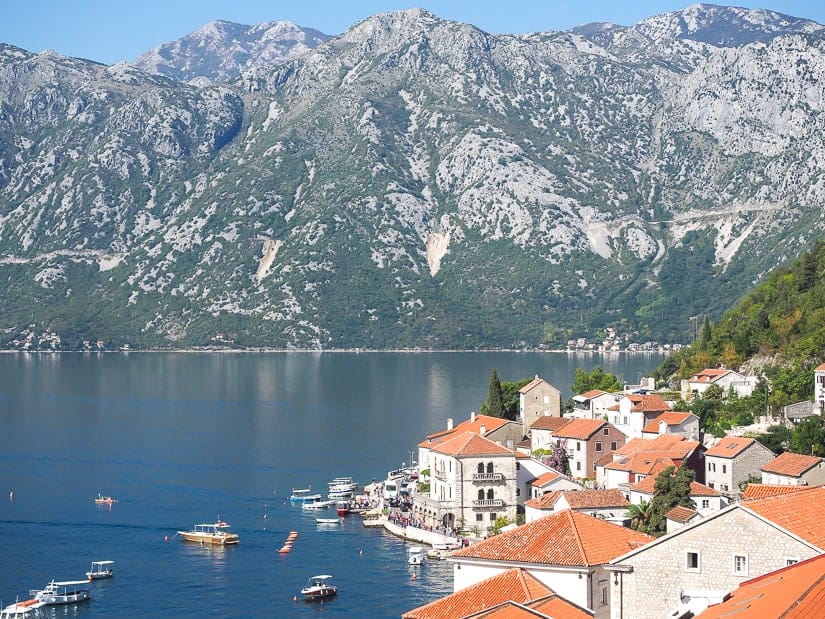 View of Perast from the Bell Tower, the best viewpoint in Perast