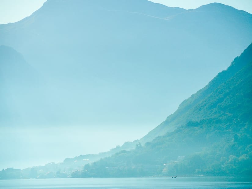 Early morning mist over the Bay of Kotor in Perast
