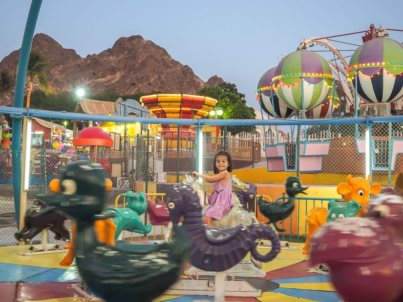 Merry-go-round at Riyam Amusement Park, one of the best things to do in Muscat with kids