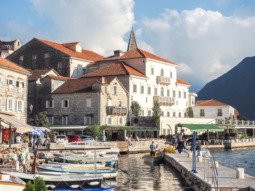 View of Smekja Palace behind the Perast Marina