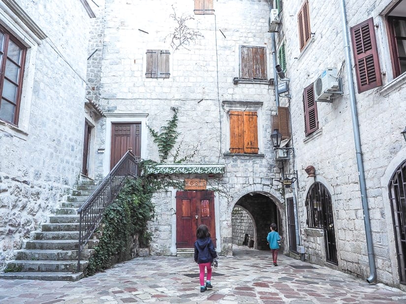 Exploring the lanes and squares of Kotor with children