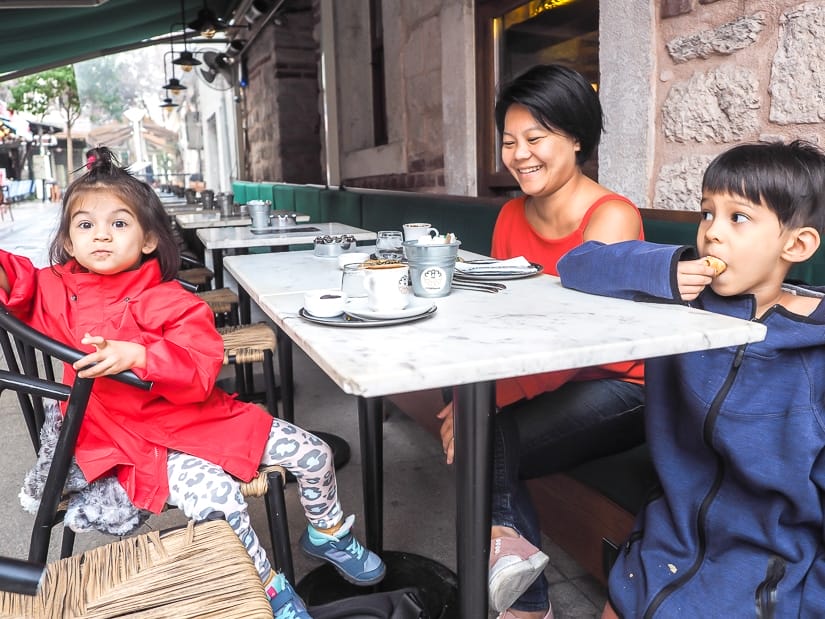 At a cafe in Sultanahmet with kids