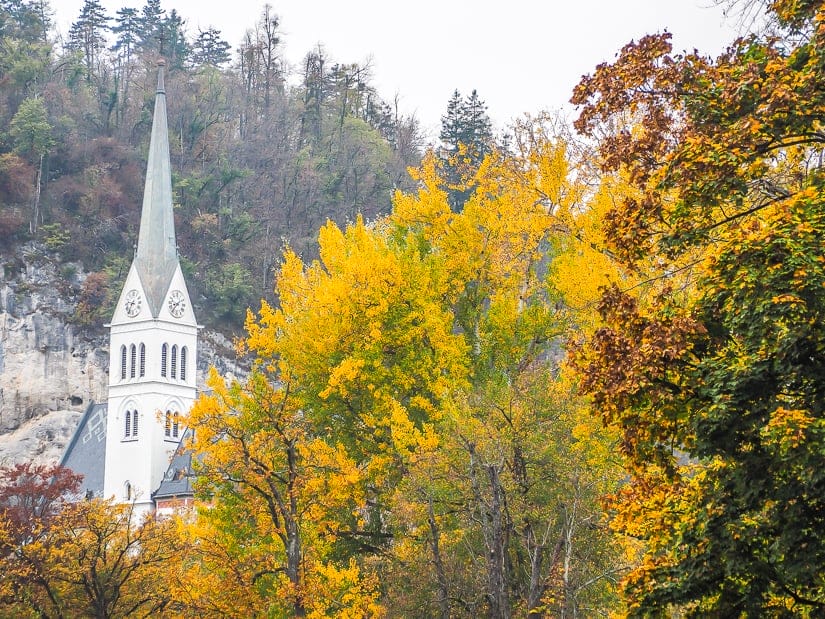 St. Martin's Parish Church (Bled Church) with fall colors in November