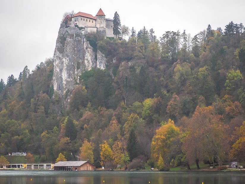 Bled Castle in October, just when the trees were starting to change colors in autumn at Lake Bled