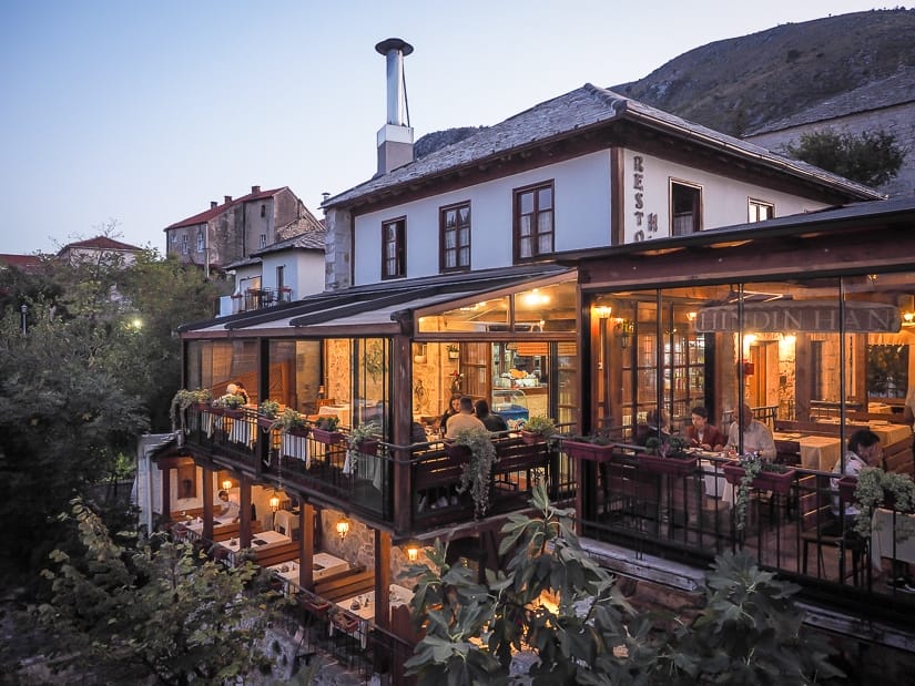 The outdoor sitting area of Hindi Han, one of the best restaurants in Mostar