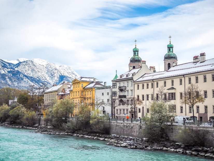 View of Innsbruck Old City from Innbrücke bridge