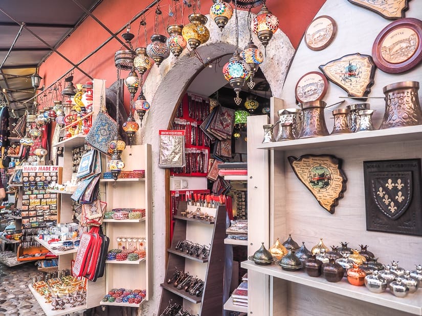 A shop of souvenirs in the Mostar Old City Market