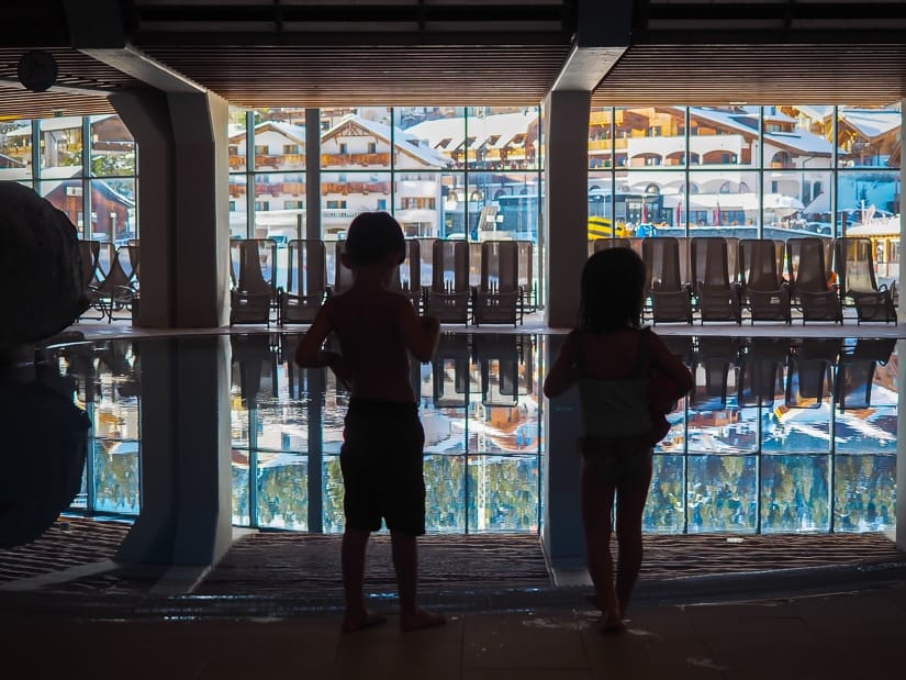 Our kids in Olympiabad swimming pool (Kongreßzentrum Seefeld) in Seefeld