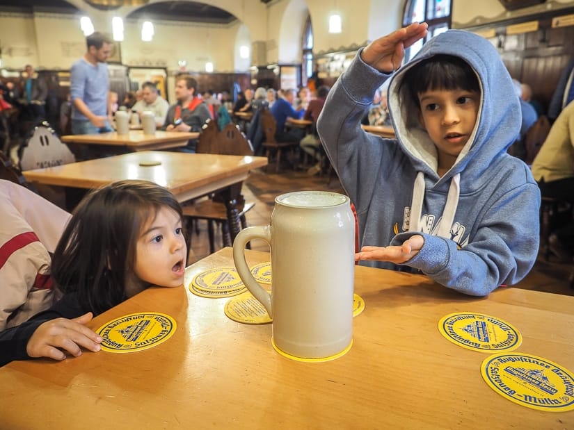 Visiting a beer hall in Austria with children