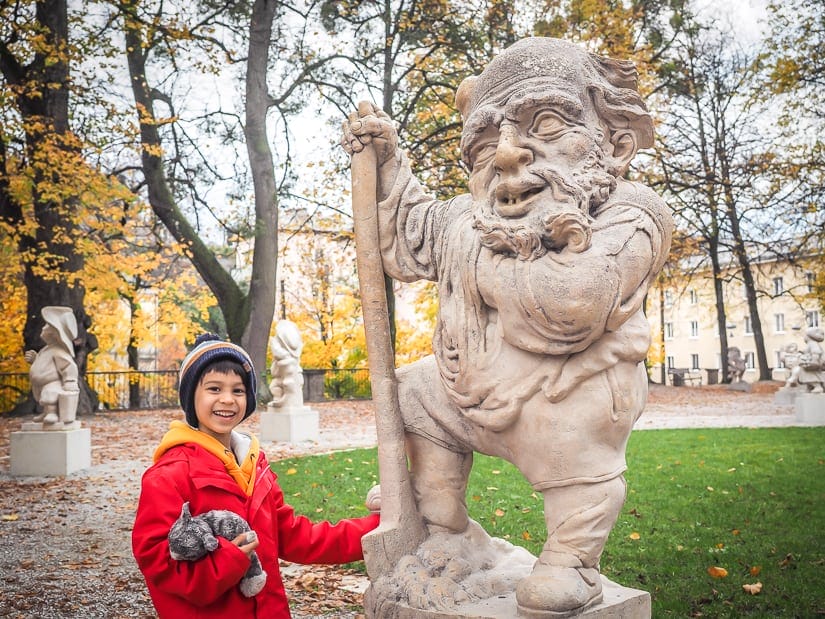 Visiting the unusual statues at Mirabell Palace (Schloss Mirabell) with kids