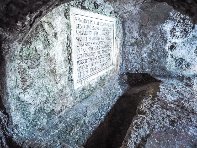 A catacomb at St. Peter's cemetery (Petersfriedhof) in Salzburg, which we visited with our kids