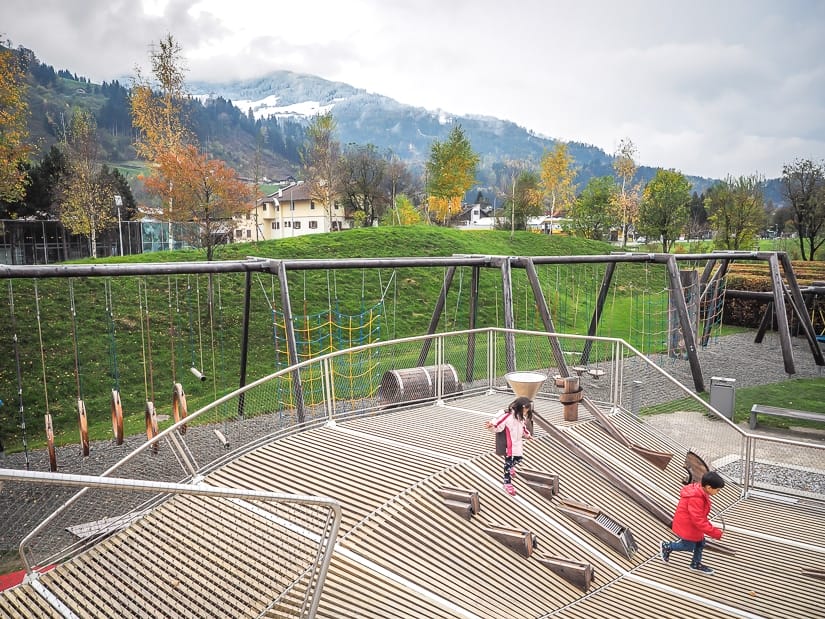 Our kids playing in the playground at Swarovski Kristallwelten