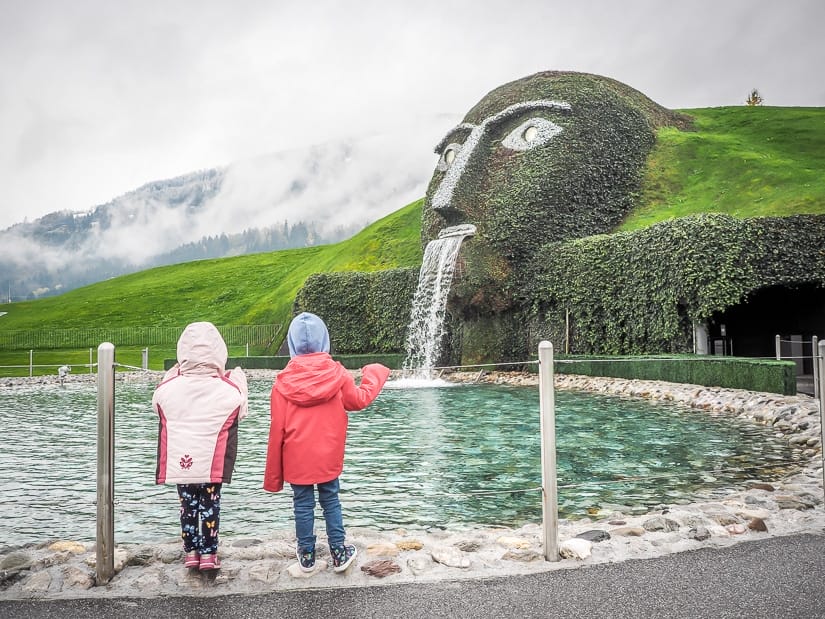 Our kids at Swarovski Kristallwelten in Wattens, one of the most interesting places to visit in Innsbruck with kids