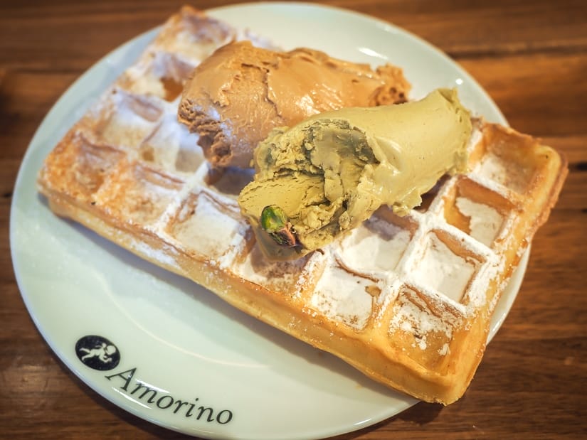 Waffles at Amorino Cafe Prague