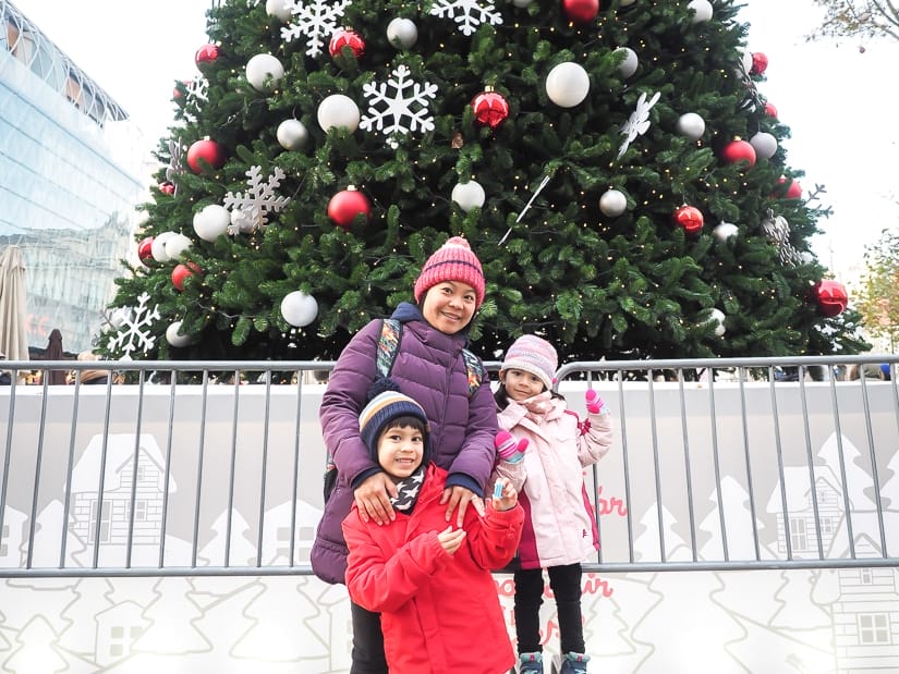 My wife and kids at a Christmas market in Budapest