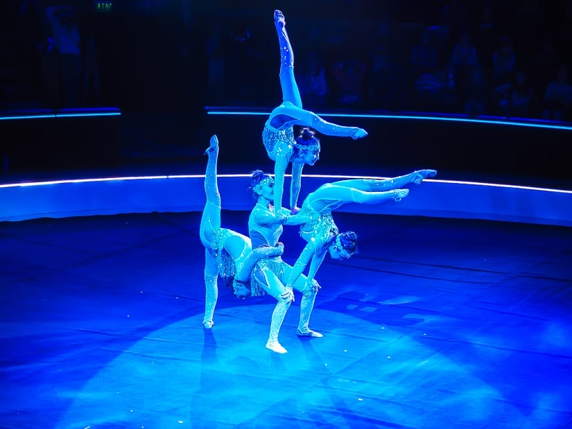 Acrobats performing at the Budapest Circus