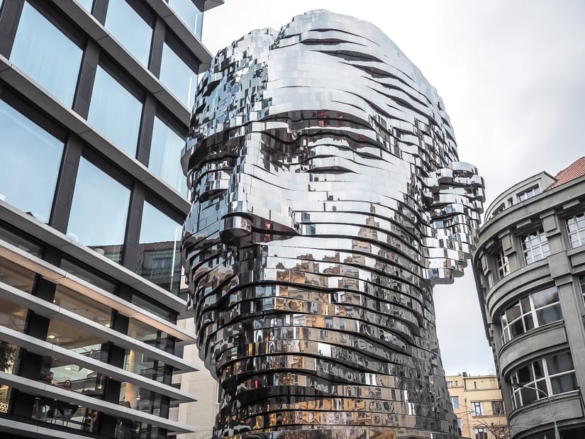 Head of Kafka statue in Prague