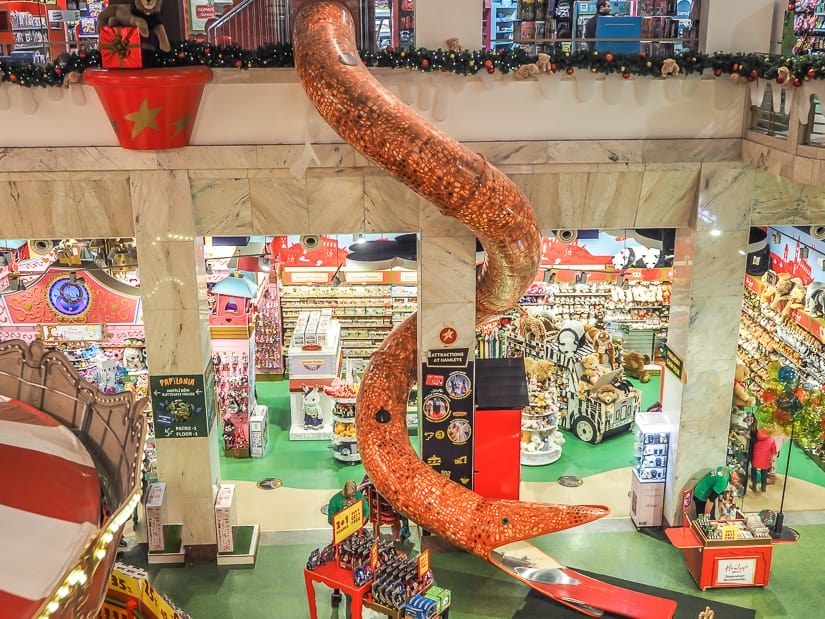 Snake slide at Hamleys toy store in Prague