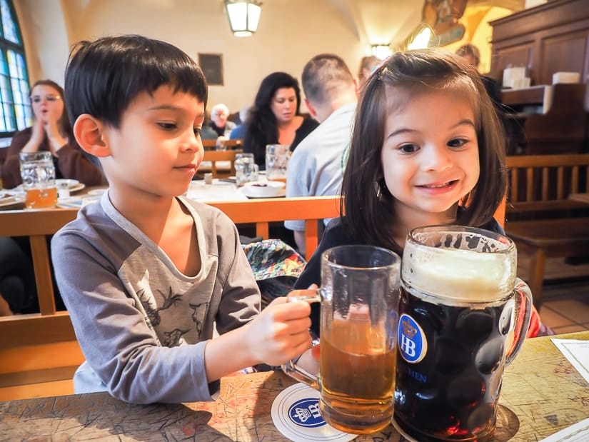 Visiting a beer hall in Munich with kids