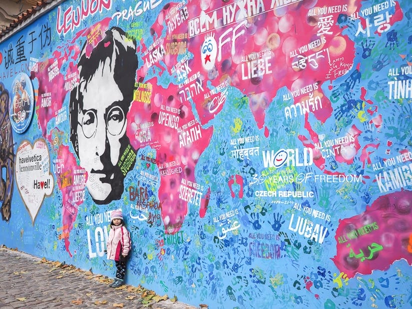 Visiting Lennon Wall in Prague with kids