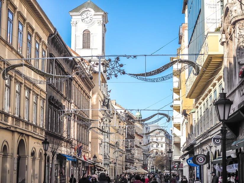 Vaci Street (Vaci Utca), the most famous shopping street in Budapest