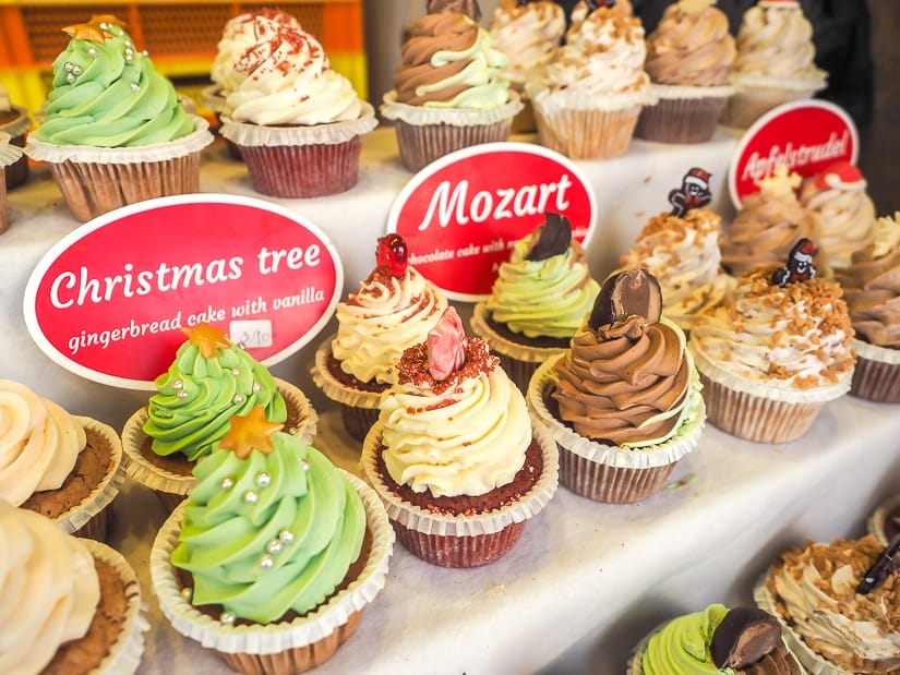 Colorful cupcakes at Belvedere Christmas Market, Vienna