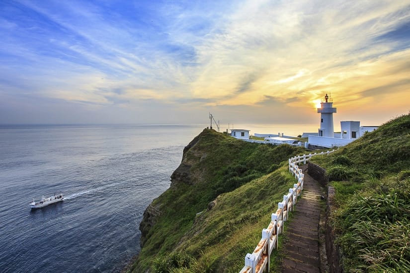 Bitoujiao Lighthouse on the Northeast Coast of Taiwan