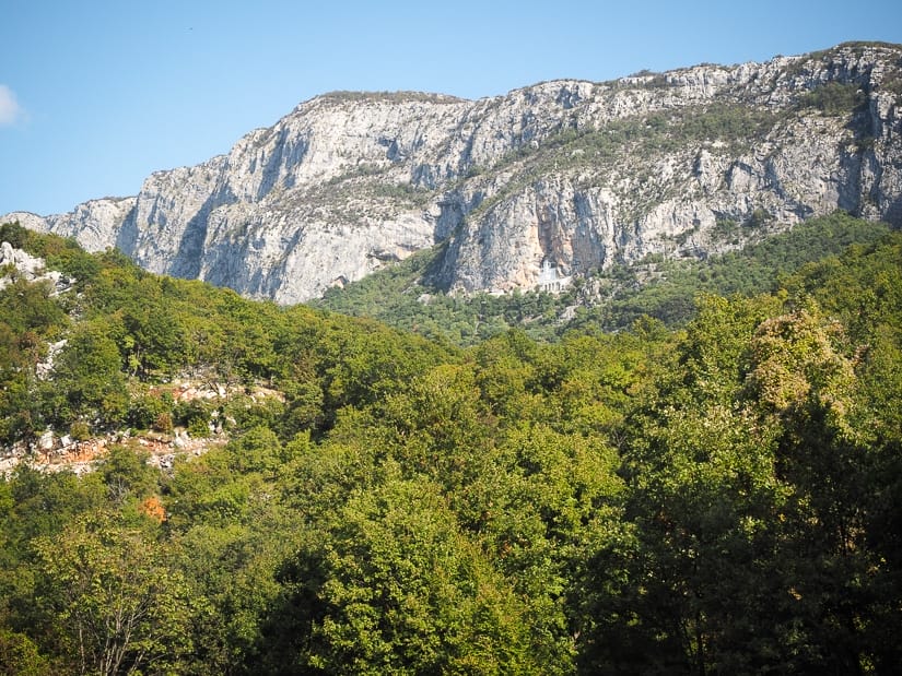 View of Ostrog Monastery from the hiking trail