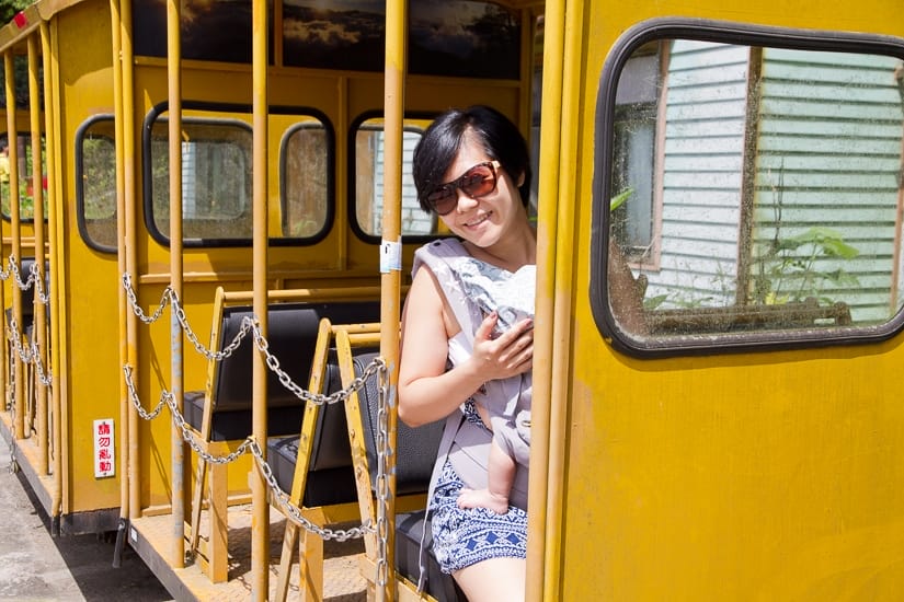 Riding the Bong Bong train at taipingshan mountain in Yilan