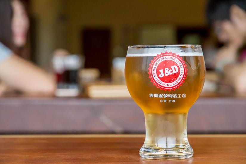 Beer on table at Jim & Dad's brewery in Yilan, one of the best craft beers in Taiwan