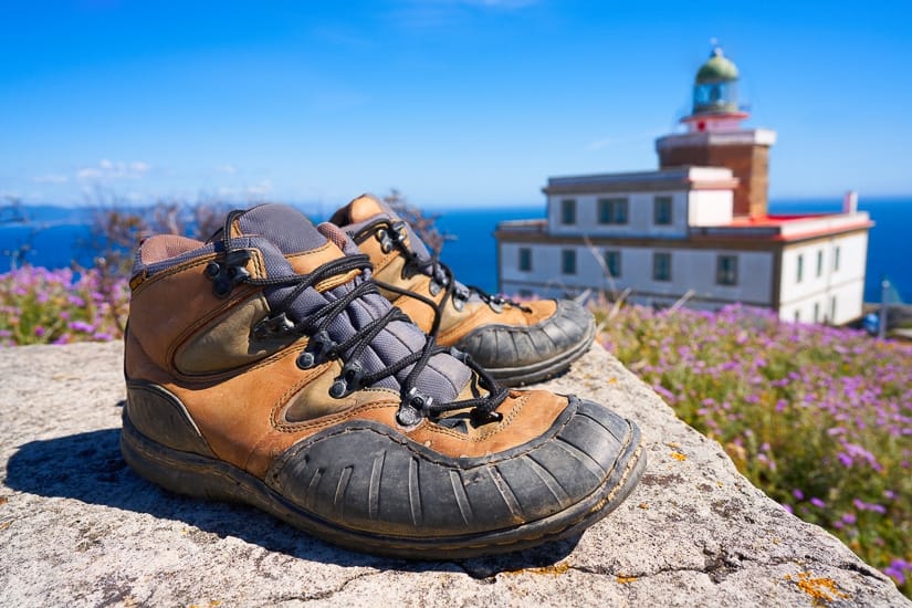 Finisterre, the end of the pilgrimage from Santiago, where pilgrims throw their boots into the sea