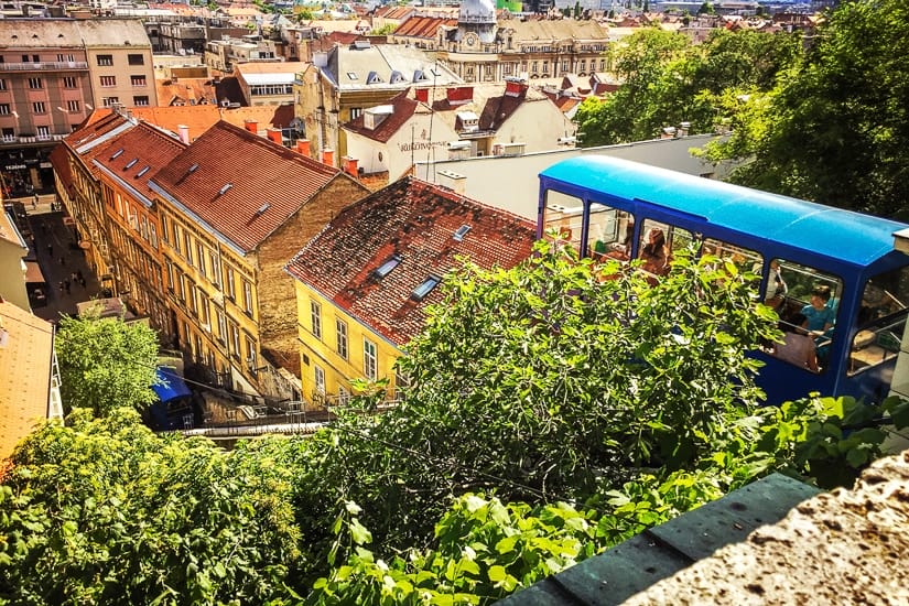 Riding the funicular in Zagreb with kids
