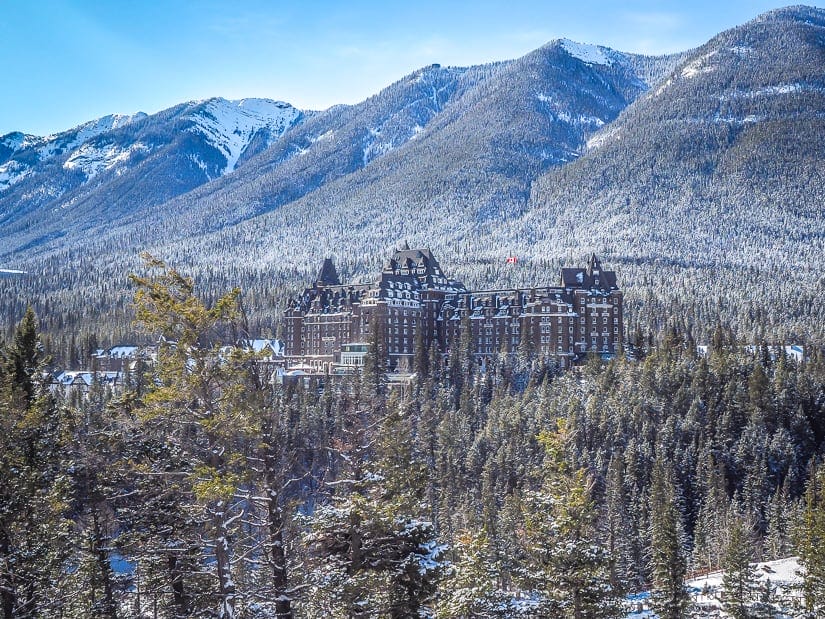 View of Fairmont Banff Springs Hotel from Surprise Corner in Banff