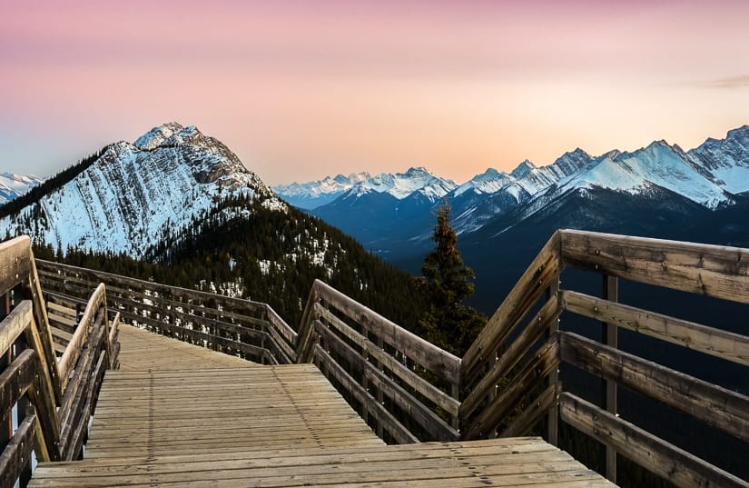 Scenic boardwork at the top of the Banff Gondola on Sulfur Mountain