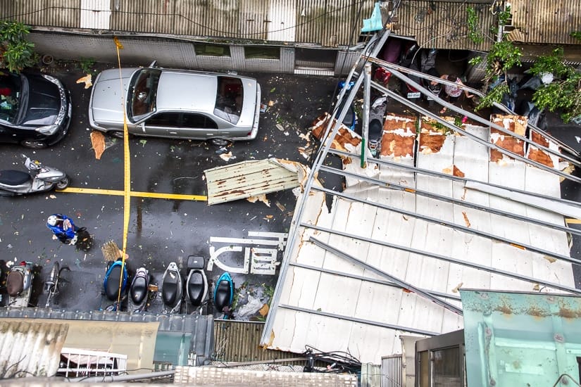 Damage in Taipei from Typhoon Soudelor in August 2015 in Taiwan