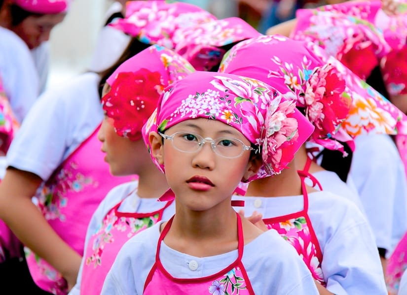 A Hakka boy wearing pink clothing at a Hakka Taipei event in October