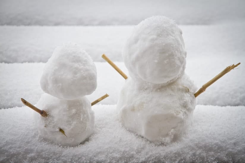 Two little snowmen made in Taiwan