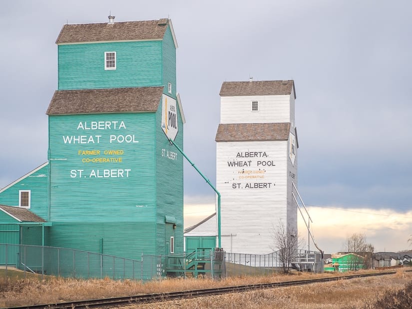 Two grain elevators in St. Albert, Alberta