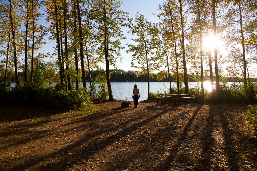 Campsite at a lake in Alberta; camping is one of the best things to do in Alberta