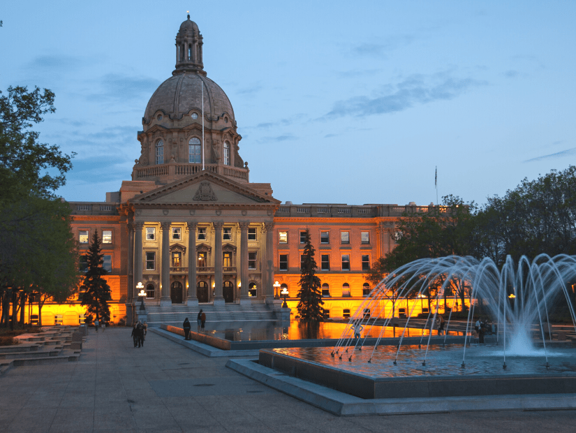 Alberta Legislature Building in the evening