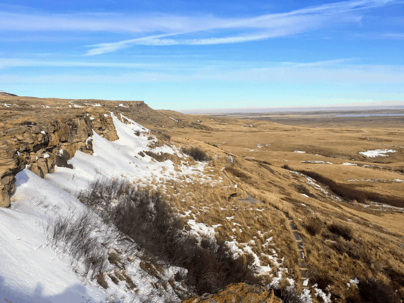 Anicent buffalo jump at Head-Smashed-In Provincial Park in Alberta