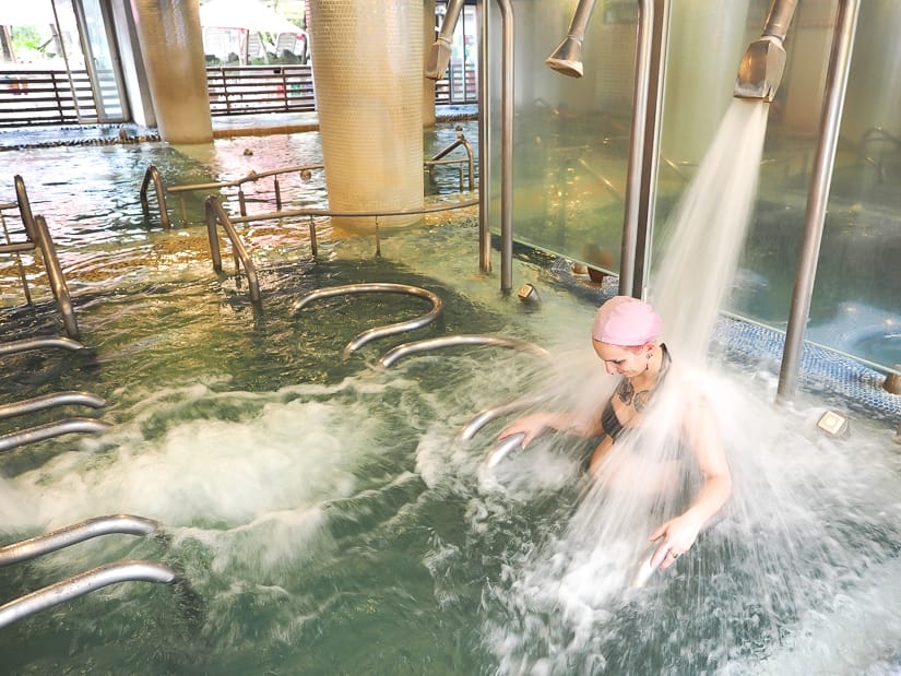 Woman getting water massage at Art Spa Hotel in Yilan