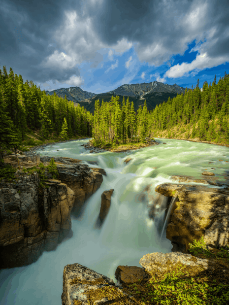 Sunwapta Falls, Jasper National Park, one of the best national parks in Alberta